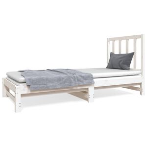 vidaXL Разтегателна кушетка, бяла, борово дърво масив, 2x(90x190) см