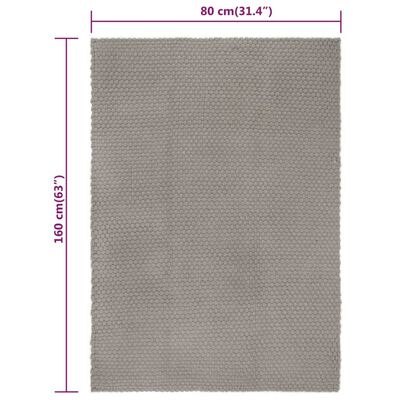 vidaXL Килим правоъгълен сив 80x160 см памук
