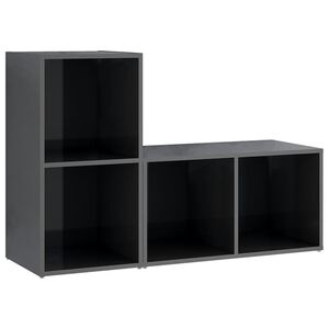 vidaXL ТВ шкафове, 2 бр, сив гланц, 72x35x36,5 см, инженерно дърво