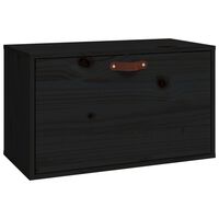 vidaXL Стенен шкаф, черен, 60x30x35 см, бор масив