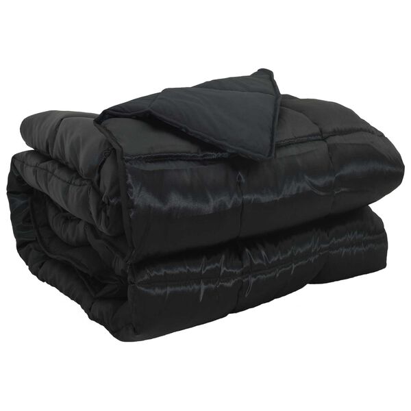 vidaXL Пълно годишно юрганче Черно 140 x 220 cm Сатен и микрофибър