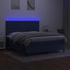 vidaXL Боксспринг легло с матрак и LED, синьо, 180x200 см, плат
