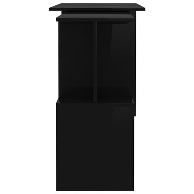 vidaXL Ъглово бюро, черен гланц, 200x50x76 см, ПДЧ