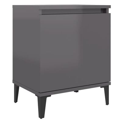 vidaXL Нощни шкафчета с метални крака, сив гланц, 40x30х50 см