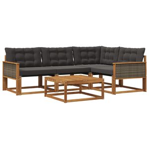 vidaXL Комплект дивани за открито 5 pcs Естествено и черно