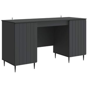 vidaXL Бюро с рафт Черно 142,5 x 50 x 75 см Инженерна дървесина
