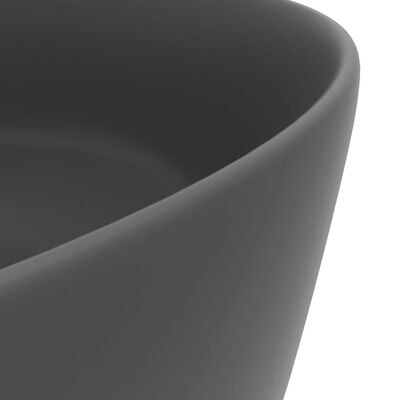 vidaXL Луксозна кръгла мивка, матово тъмносива, 40x15 см, керамика