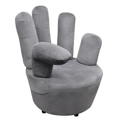 vidaXL Стол във формата на ръка, сив, кадифе