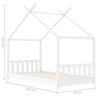 vidaXL Рамка за детско легло, бяла, бор масив, 70x140 см