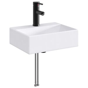 vidaXL Мивка за баня с кран и отвод Матово черно 39 x 30,5 x 12,5 см