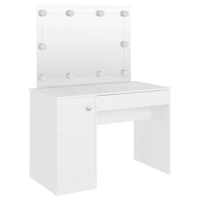 vidaXL Тоалетка с LED лампи, 110x55x145 см, МДФ, бяла