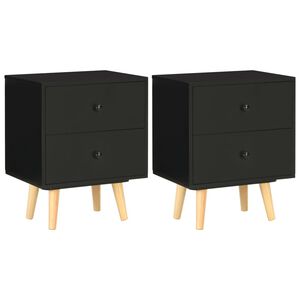vidaXL Нощни шкафчета, 2 бр, черни, 40x30x50 см, бор масив