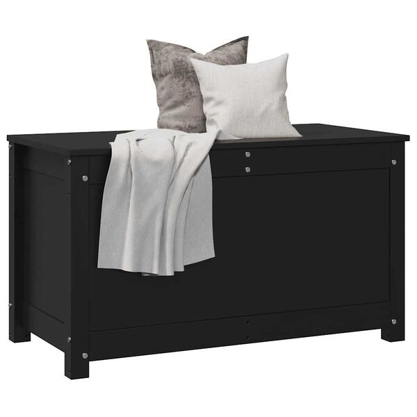 vidaXL Кутия за съхранение, черен, 80x40x45,5 см, борово дърво масив