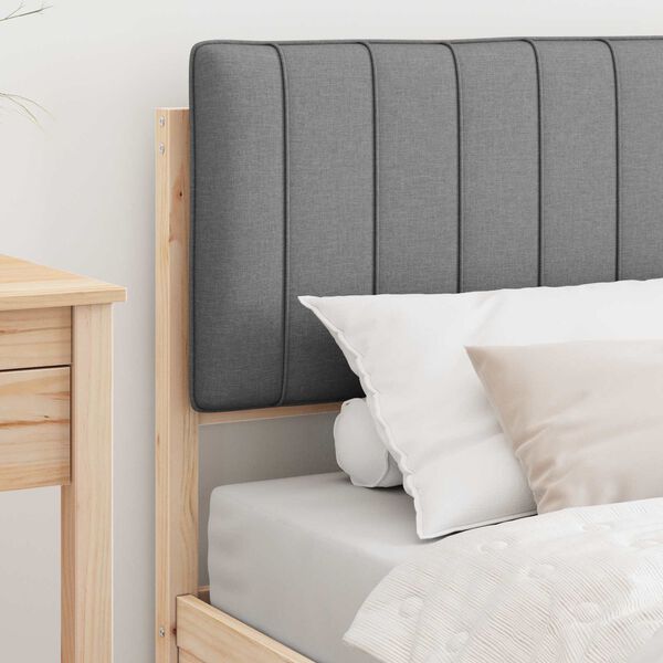 vidaXL Леглова рамка с тапицирана гръбна част Светлосиво 90 x 200 cm