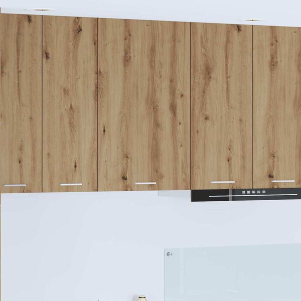 vidaXL Висящ шкаф с врата Занаятчийски дъб и бяло 50 x 31 x 80 см