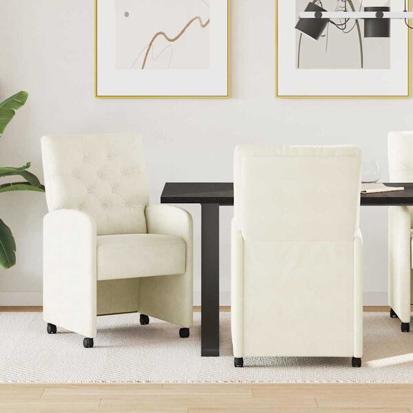 vidaXL Столове с Колела с колела 2 pcs Крем 58 x 67 x 97 см Кадифе