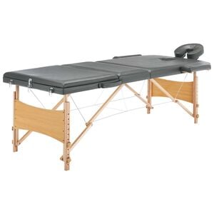 vidaXL Масажна кушетка с 3 зони, дървена рамка, антрацит, 186х68 см