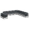 vidaXL Градински Софа Комплект с възглавница 11 pcs Черно Алуминий