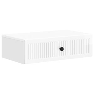 vidaXL Стенен страничен масичка Бял гланц 59 x 34,5 x 17 см