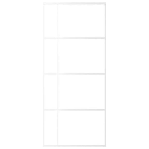 vidaXL Плъзгаща се врата, ESG стъкло и алуминий, 90x205 см, бяла