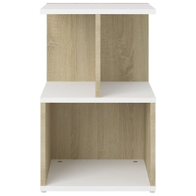 vidaXL Нощни шкафчета, 2 бр, бяло и дъб сонома, 35x35x55 см, ПДЧ