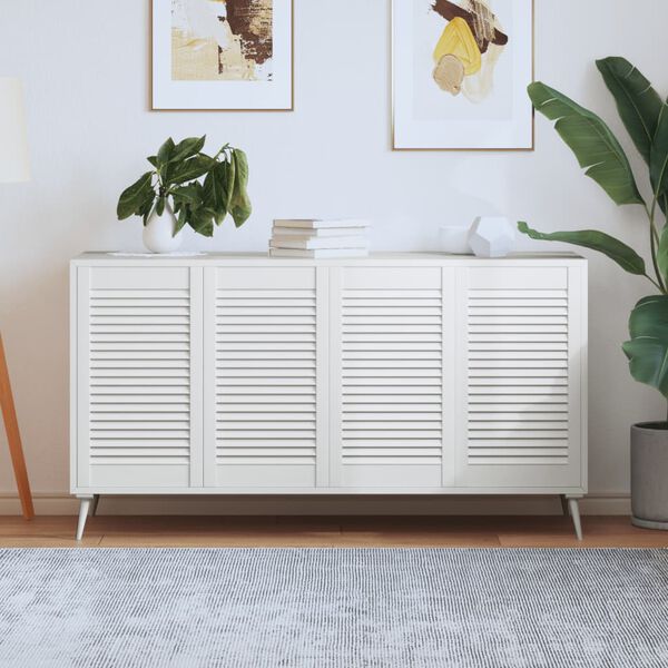 vidaXL Врати за шкафове с решетен дизайн 4 бр бял 69x39,4 см бор масив