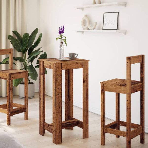 vidaXL Бар маса, старо дърво, 51x50x103,5 см, инженерно дърво
