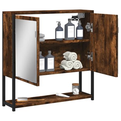 vidaXL Огледален шкаф за баня опушен дъб 60x16x60 см инженерно дърво