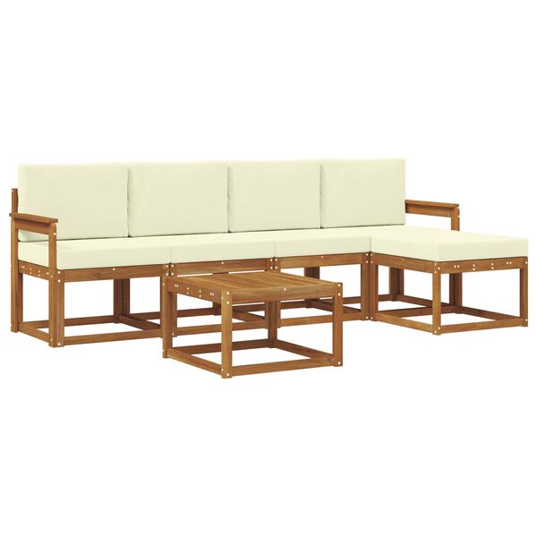 vidaXL Комплект дивани за открито 6 pcs Натурален и Крема