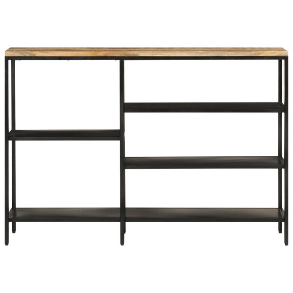 vidaXL Конзолна маса, 110x30x75 cм, мангово дърво масив и желязо