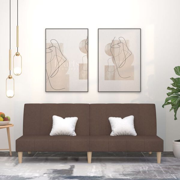 vidaXL 2-местно разтегателно канапе, таупе, текстил