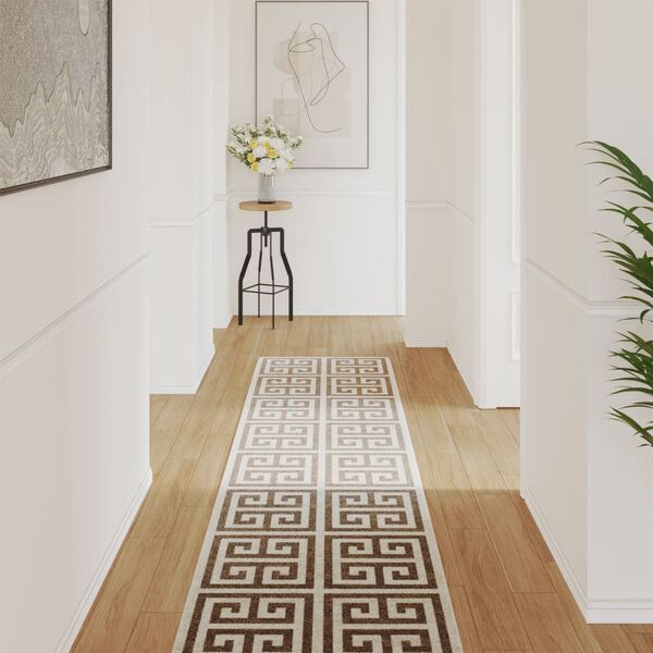 vidaXL Килим за открито и закрито къс косъм шарен 80x300 см неплъзгащ