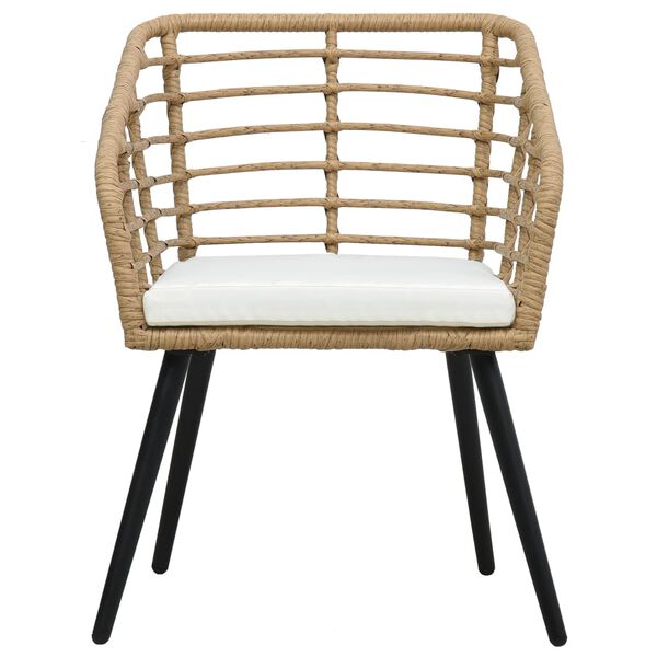 vidaXL Градински столове с възглавници, 2 бр, полиратан, дъб