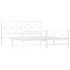 vidaXL Метална рамка за легло с горна и долна табла, бяла, 150x200 см