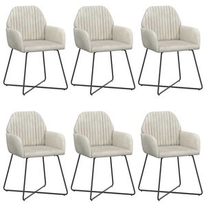 vidaXL Обедени столове 6 pcs Кадифе Кремаво 55 x 50 x 84 см
