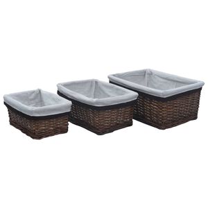 vidaXL Комплект от 3 прибиращи се кошници, кафяв, върба