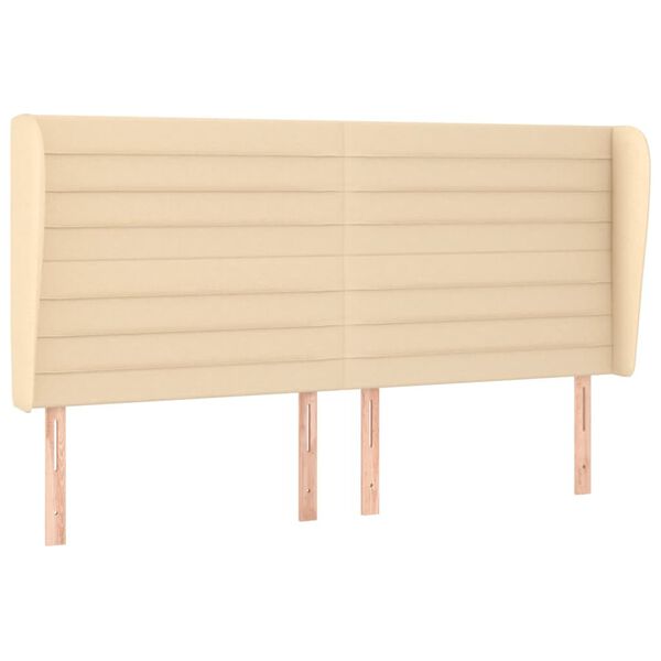 vidaXL Горна табла за легло с уши, кремава, 203x23x118/128 см, плат