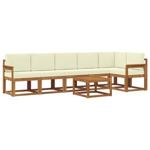 vidaXL Комплект дивани за открито 7 pcs Натурален и Крема