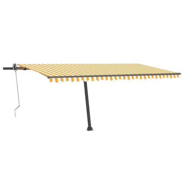 vidaXL Автоматичен сенник LED и сензор за вятър 500x300 см жълто/бяло