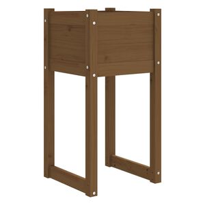 vidaXL Плантер, меденокафяв, 40x40x81 см, борово дърво масив