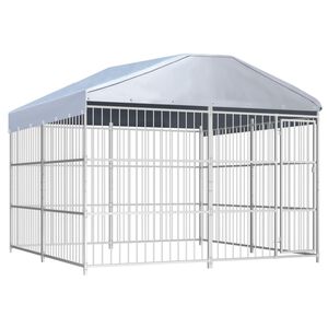 vidaXL Външна клетка за кучета с покрив, 300x300x200 см