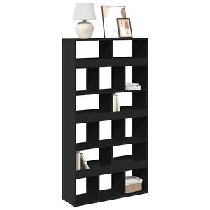 vidaXL Етажерка за книги, черна, 100x33x187,5 см, инженерно дърво