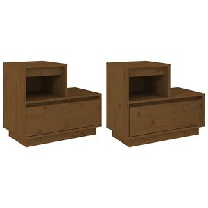 vidaXL Нощни шкафчета, 2 бр, меденокафяви, 60x34x51 см, бор масив