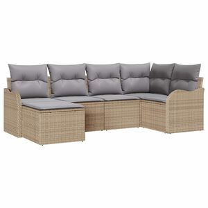 vidaXL Градински Софа Комплект 6 pcs бежово и светлосиво Полиратан