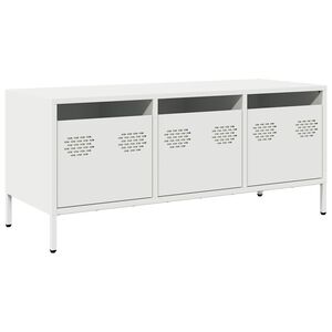 vidaXL ТВ шкаф, бял, 101,5x39x43,5 см, студеновалцувана стомана