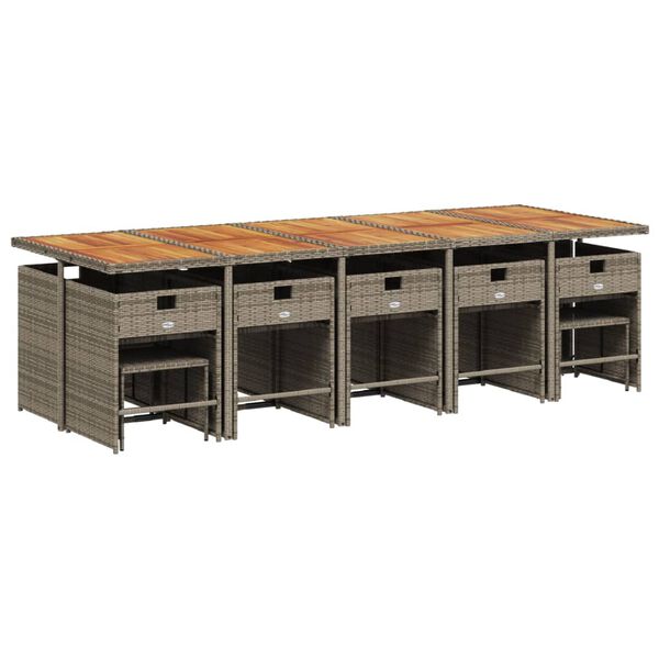 vidaXL Градински комплект с възглавници 15 части полиратан сив