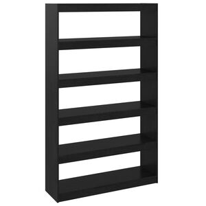 vidaXL Библиотека/разделител за стая черна 100x30x167,5 см бор масив