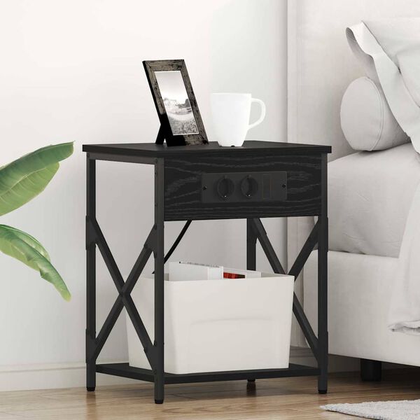 vidaXL Нощен шкаф Черния дъб 41 x 31 x 51 см Инженерно дърво