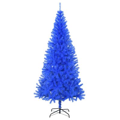 vidaXL Изкуствена коледна елха със стойка, синя, 240 см, PVC