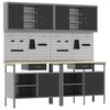 vidaXL Комплект работна маса 8 бр. Червен и сив 200 x 55 x 200 см